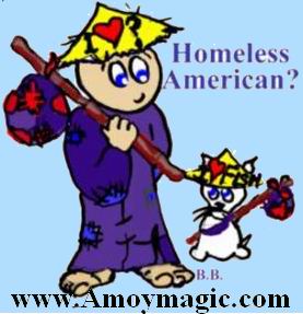 Cartoon Homeless American in China