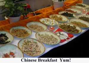Chinese Breakfast Buffet--over 60 items; some are edible.